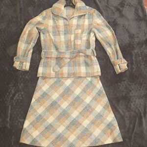 Vintage 1960s Dalton Skirt Suit | Matching Jacket, Belt and midi flare Skirt